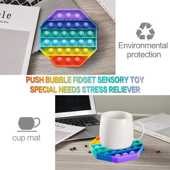 Push Pop Bubble Rainbow Octagon Fidget Toy - Picture 4 of 7